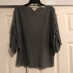 Cinch Sleeve Gray Sweater